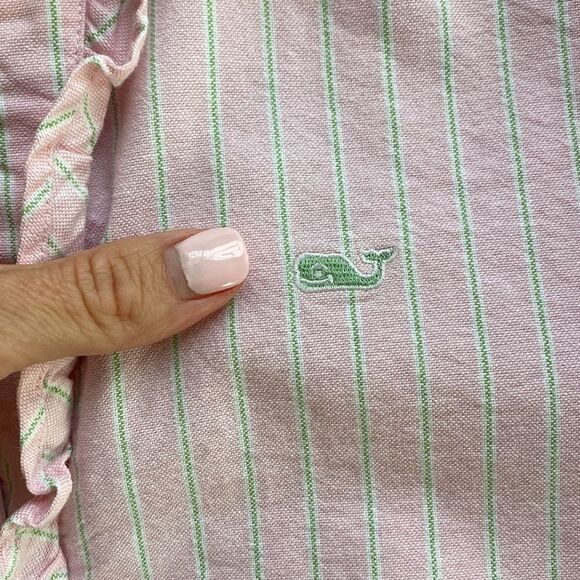 Shep & Ian Ruffled Button Down Pink Striped Shirt Size 2 - Picture 10 of 10